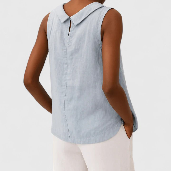 Anastine | Elegant Top with Roll Collar