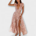 Elin - Maxi Dress with Ruffled Hem and Cut-Out Details