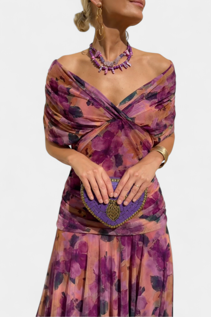 Alondra™ Long Floral Dress with V-Neck