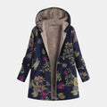 Aurora | Navy Garden Floral Plush Coat